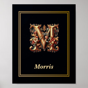 Luxury Baroque Letter M Monogram Poster