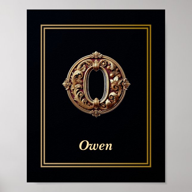 Luxury Baroque Letter O Monogram Poster  (Front)