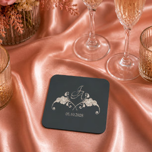 Luxury Baroque Wedding Paper Coaster