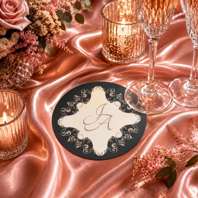 Luxury Baroque Wedding Paper Coaster (Creator Uploaded)