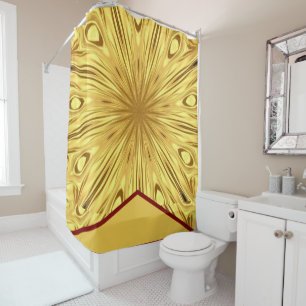Luxury Bath Sanctuary: Gilded Zenith Opulent Swirl Shower Curtain