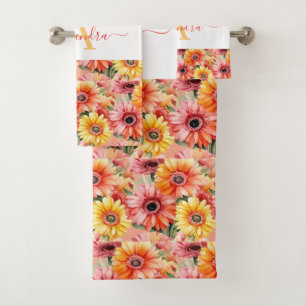 Luxury Bath Towel Set Pamper Yourself w/ Flowers