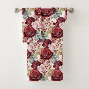Luxury Bath Towel Set Pamper Yourself w/ Flowers
