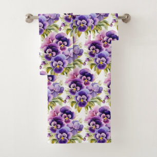 Luxury Bath Towel Set Pamper Yourself w/ Flowers
