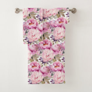 Luxury Bath Towel Set Pamper Yourself w/ Flowers