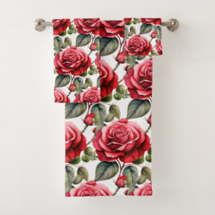 Luxury Bath Towel Set Pamper Yourself w/ Flowers