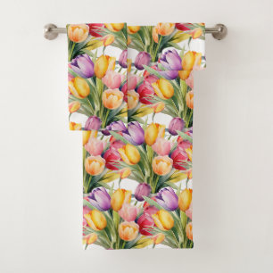 Luxury Bath Towel Set Pamper Yourself w/ Flowers
