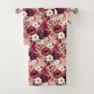Luxury Bath Towel Set Pamper Yourself w/ Flowers