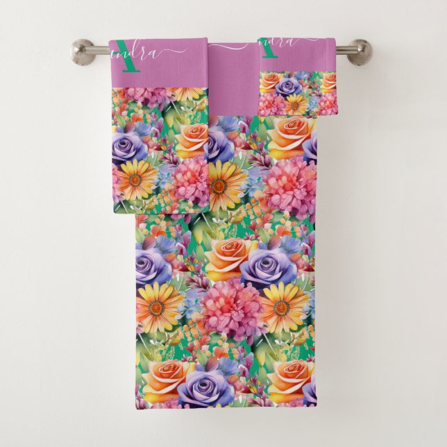 Luxury Bath Towel Set | Pamper Yourself w/ Flowers (Insitu)