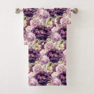 Luxury Bath Towel Set Pamper Yourself w/ Flowers