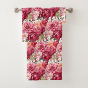 Luxury Bath Towel Set Pamper Yourself w/ Flowers