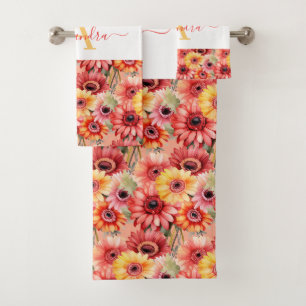 Luxury Bath Towel Set Pamper Yourself w/ Flowers