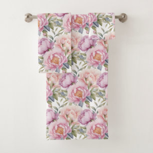 Luxury Bath Towel Set Pamper Yourself w/ Flowers