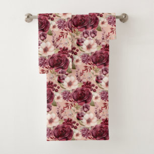 Luxury Bath Towel Set Pamper Yourself w/ Flowers