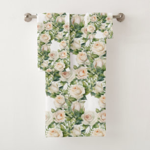 Luxury Bath Towel Set Pamper Yourself w/ Flowers