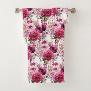 Luxury Bath Towel Set Pamper Yourself w/ Flowers