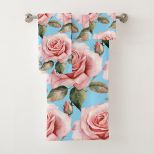 Luxury Bath Towel Set Pamper Yourself w/ Flowers