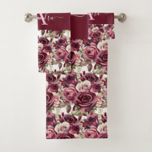 Luxury Bath Towel Set Pamper Yourself w/ Flowers
