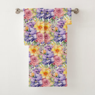 Luxury Bath Towel Set   Pamper Yourself w/ Flowers