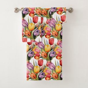 Luxury Bath Towel Set Pamper Yourself w/ Flowers