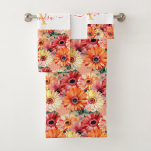 Luxury Bath Towel Set Pamper Yourself w/ Flowers