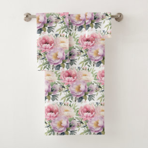 Luxury Bath Towel Set Pamper Yourself w/ Flowers