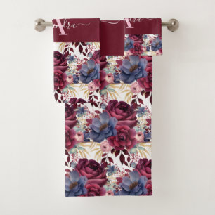 Luxury Bath Towel Set Pamper Yourself w/ Flowers