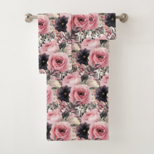Luxury Bath Towel Set Pamper Yourself w/ Flowers