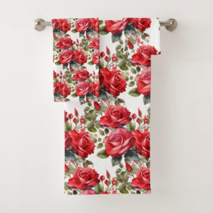 Luxury Bath Towel Set Pamper Yourself w/ Flowers