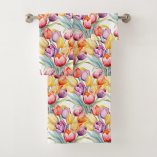 Luxury Bath Towel Set Pamper Yourself w/ Flowers