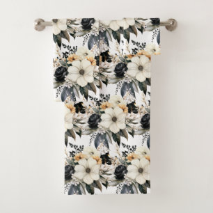 Luxury Bath Towel Set Pamper Yourself w/ Flowers
