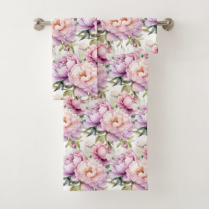 Luxury Bath Towel Set Pamper Yourself w/ Flowers