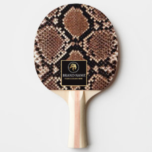 Luxury Beauty Branding Brown Python Snake Skin Ping Pong Paddle