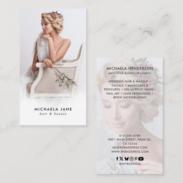 Luxury Beauty & Hair Stylist Branding Business Card (Front/Back)