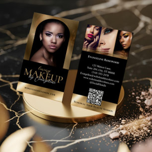 Luxury Beauty Makeup Artist Arch Photo Black Gold Business Card