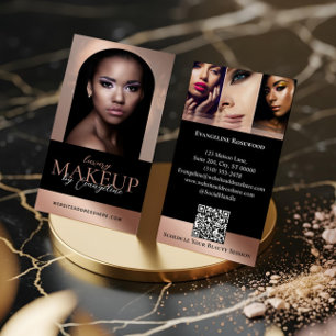 Luxury Beauty Makeup Artist Arch Photo Black Pink Business Card