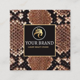Luxury Beauty Salon Brand Brown Snake Skin Calling Card