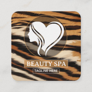 Luxury Beauty Spa Logo Elegant Tiger Print Salon Appointment Card