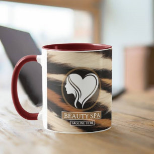 Luxury Beauty Spa Logo Elegant Tiger Print Salon  Mug