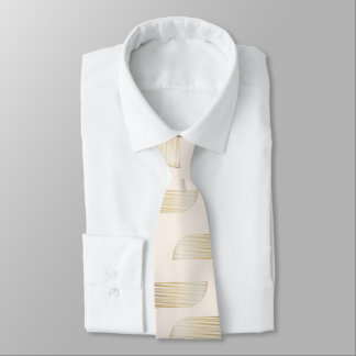 Luxury Beige & Gold Geometric Men's Necktie – Eleg