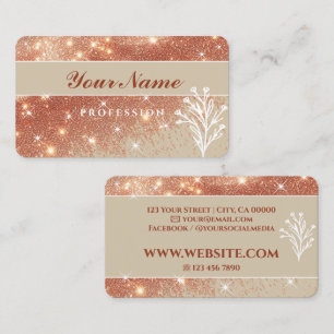 Luxury Beige Rose Gold Glitter Sparkling Stars Business Card