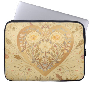 Luxury,Beigie Gold Love Heart , Valentine's Day, Laptop Sleeve