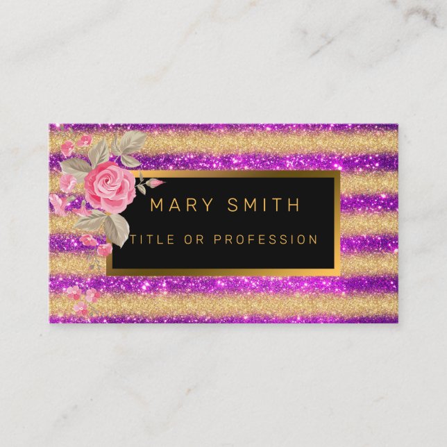 Luxury Best Popular Purple Gold Glitter Business Card (Front)