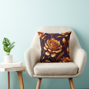 Luxury Big Gold Rose Modern Collection Cushion