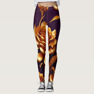 Luxury Big Gold Rose Modern Collection Leggings