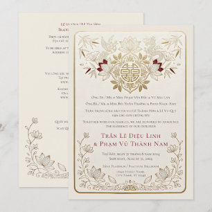 Luxury Bilingual Vietnamese English QR Wedding Invitation