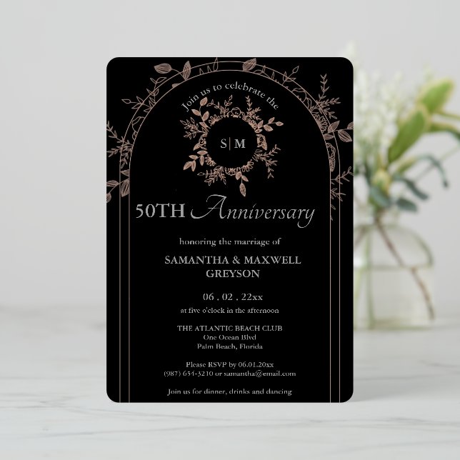 Luxury Black 50th Silver Wedding Anniversary  (Standing Front)