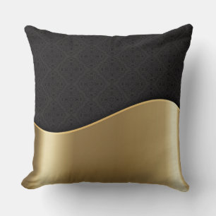 Luxury Black And Bronze Throw Pillow