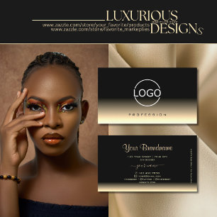 Luxury Black and Cream Gradient Dark Colours Logo Business Card
