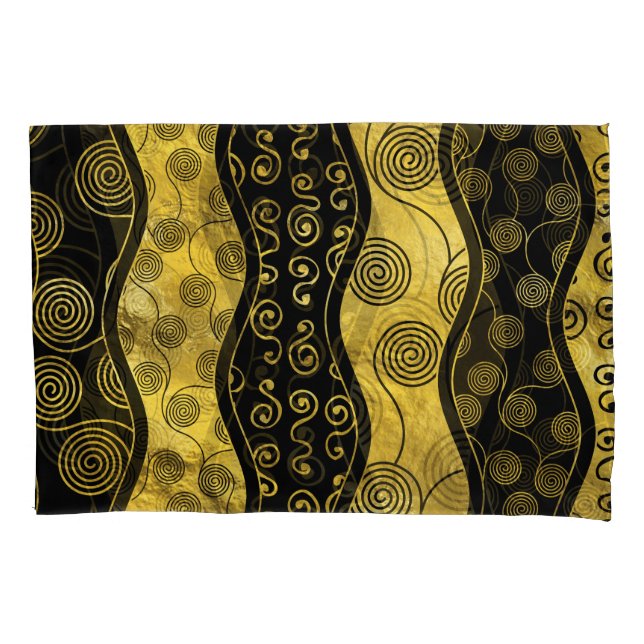 Luxury  Black and Gold African Pattern Pillowcase (Front)